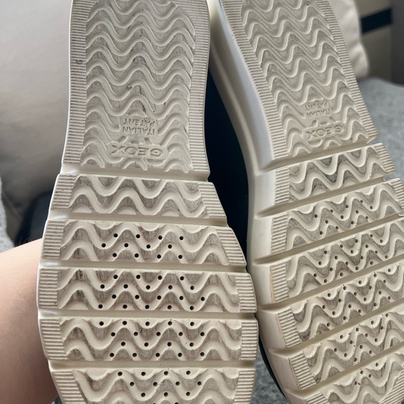 Geox Black Leather Studded Fringe Loafer Sneakers - Picture 3 of 5